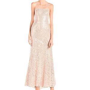 NWT BCBGMAXAZRIA Dress Women's 8 Nude Champagne Natasha Formal Sequin Long